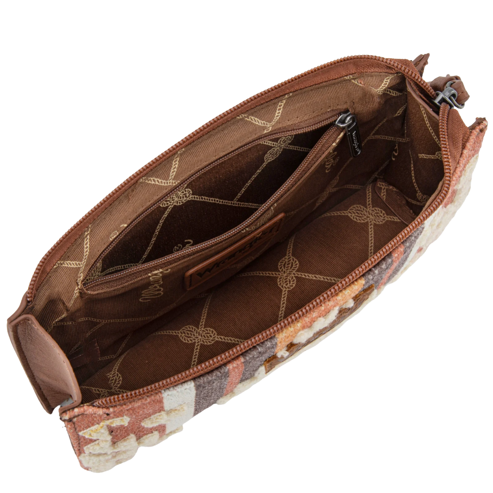 Wrangler Ladies Sherpa Aztec Canvas Brown Clutch WG313-181BR - Wild West Boot Store
