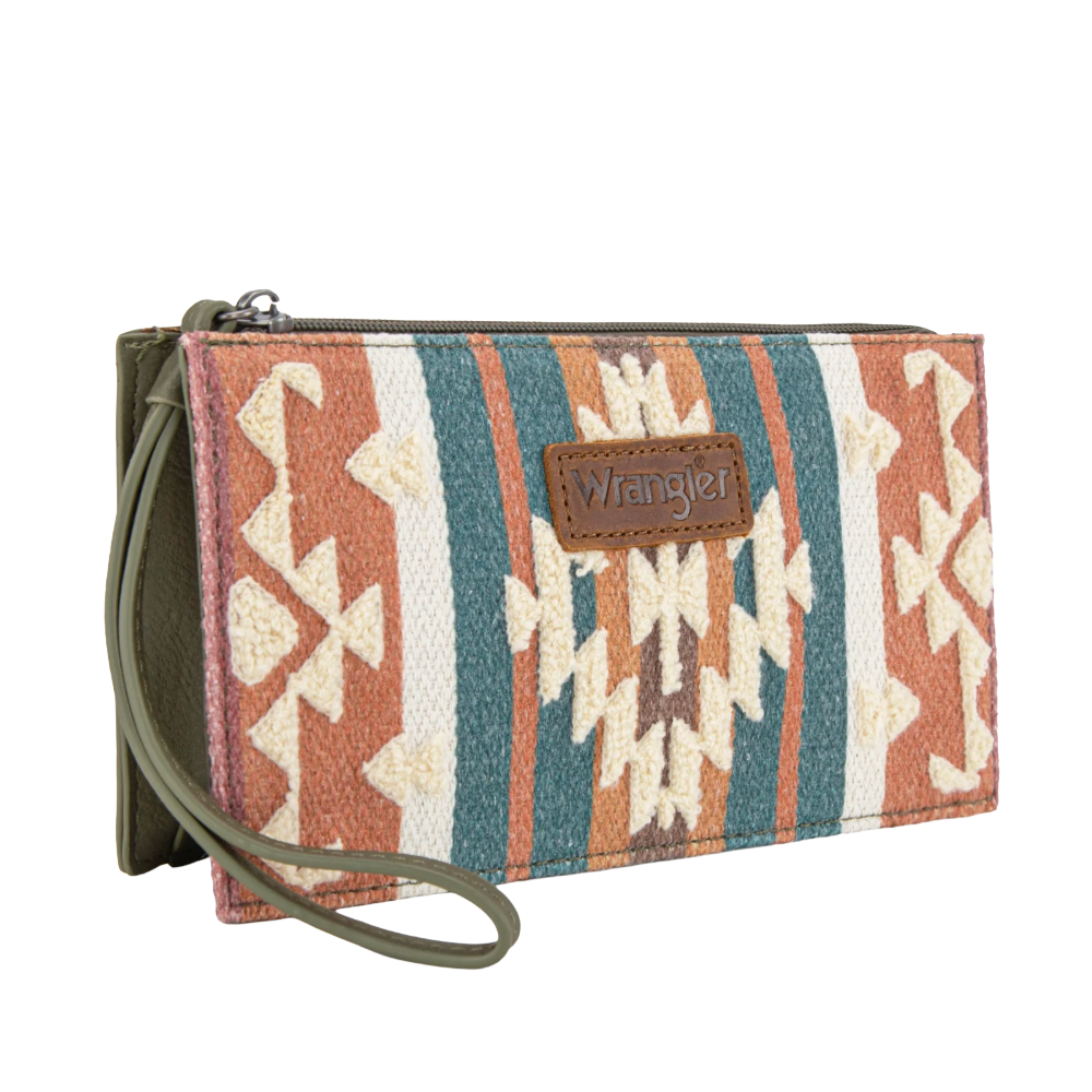 Wrangler Ladies Sherpa Aztec Canvas Green Clutch WG313-181GN - Wild West Boot Store