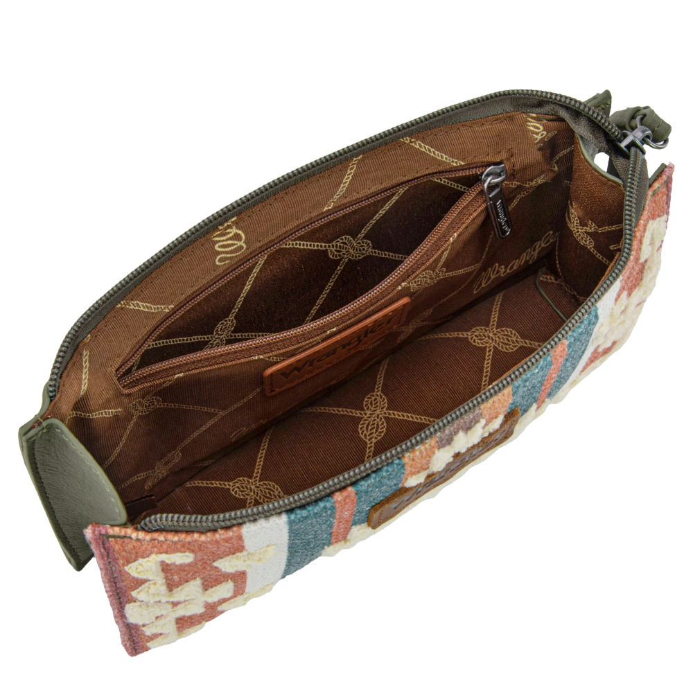 Wrangler Ladies Sherpa Aztec Canvas Green Clutch WG313-181GN - Wild West Boot Store