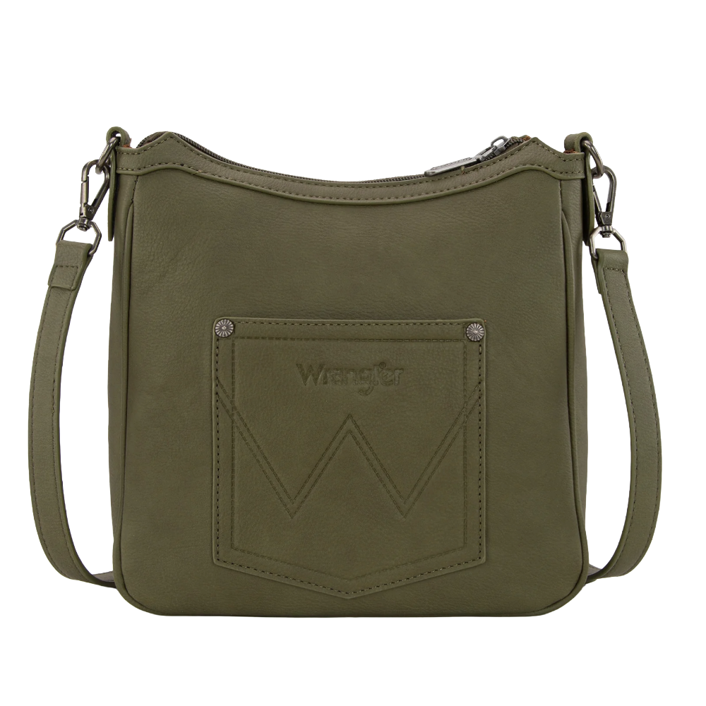 Wrangler Ladies Sherpa Aztec Canvas Green Crossbody WG313-2003GN - Wild West Boot Store