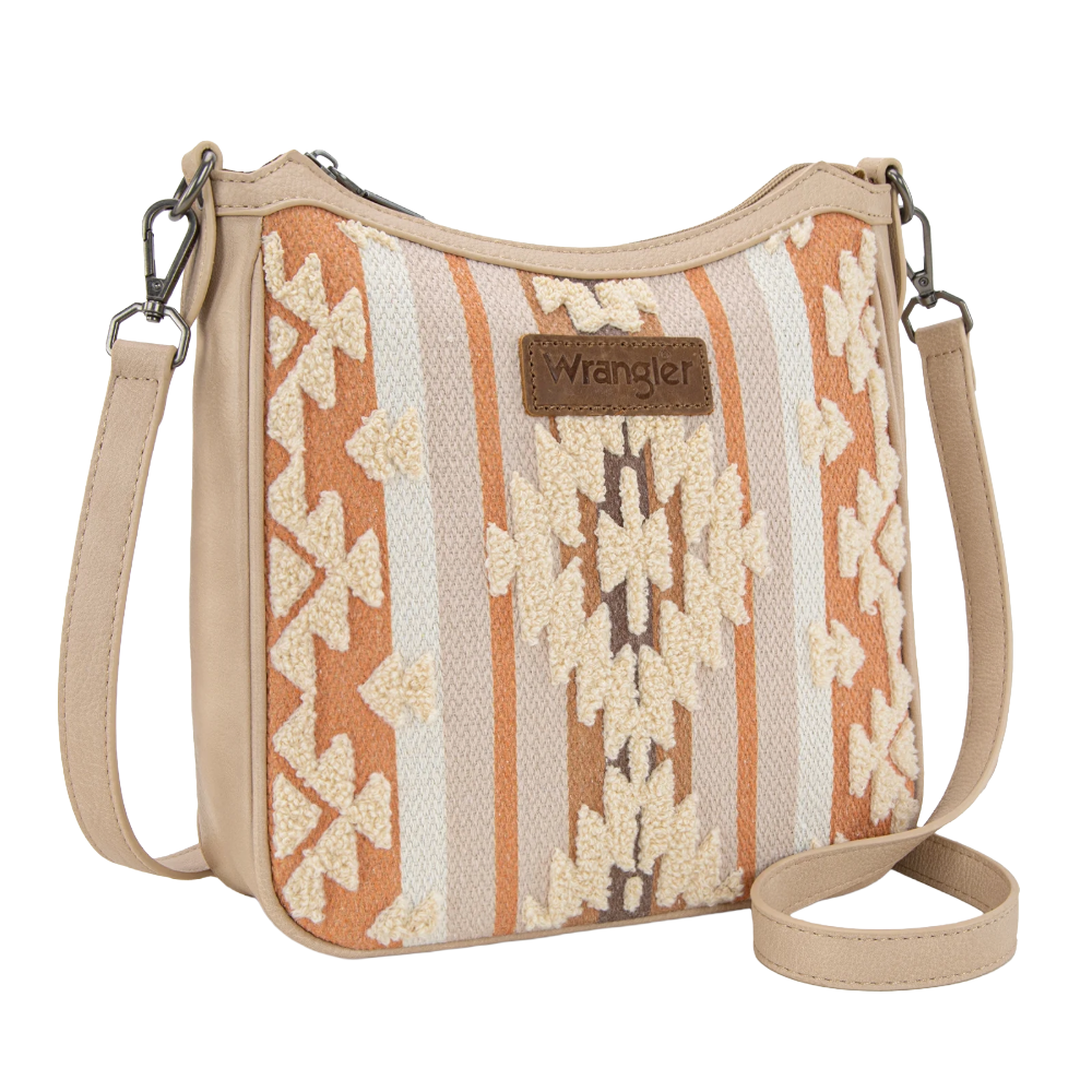Wrangler Ladies Sherpa Aztec Canvas Tan Crossbody WG313-2003TN - Wild West Boot Store