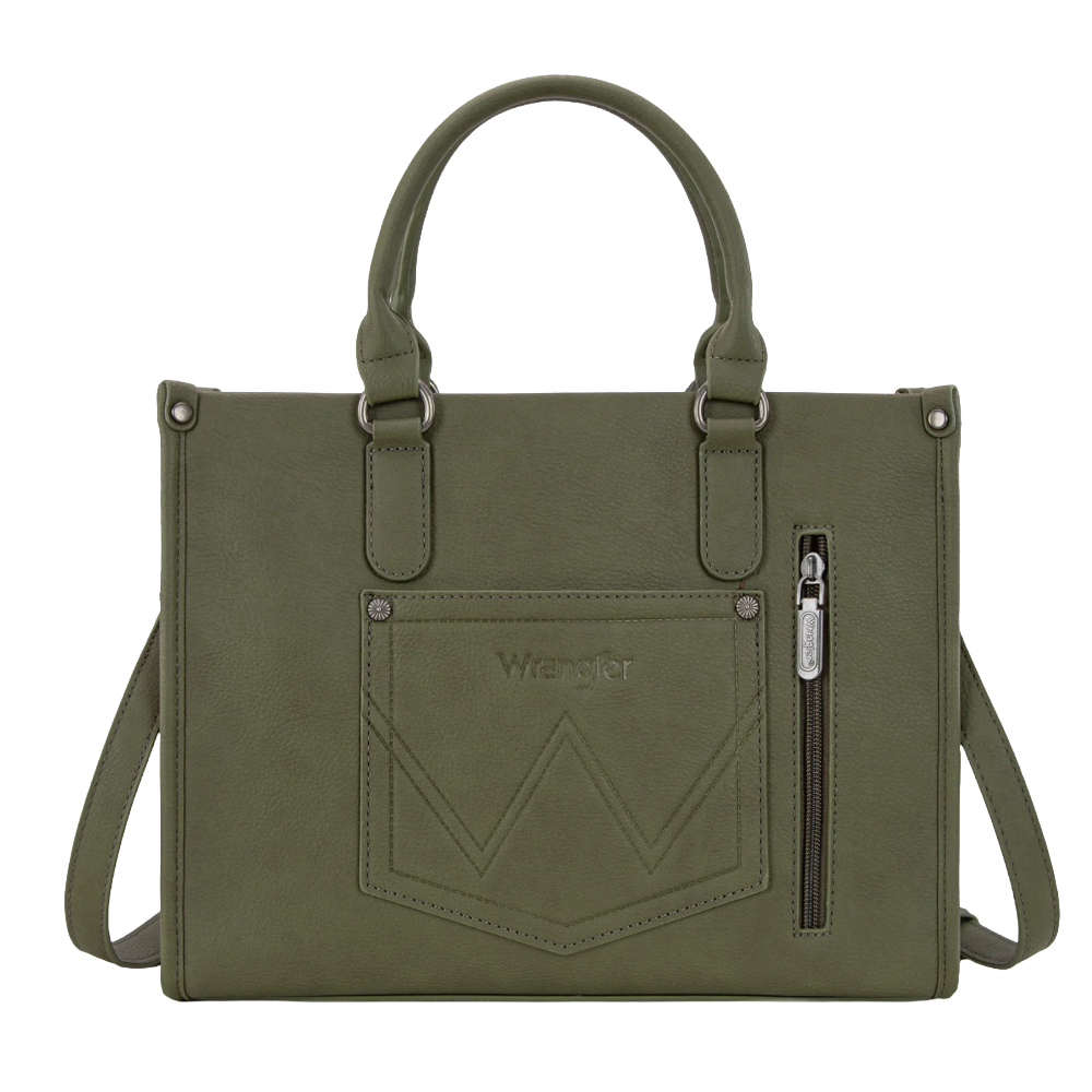 Wrangler Ladies Sherpa Aztec Canvas Green Tote/Crossbody Bag WG313-8119GN - Wild West Boot Store