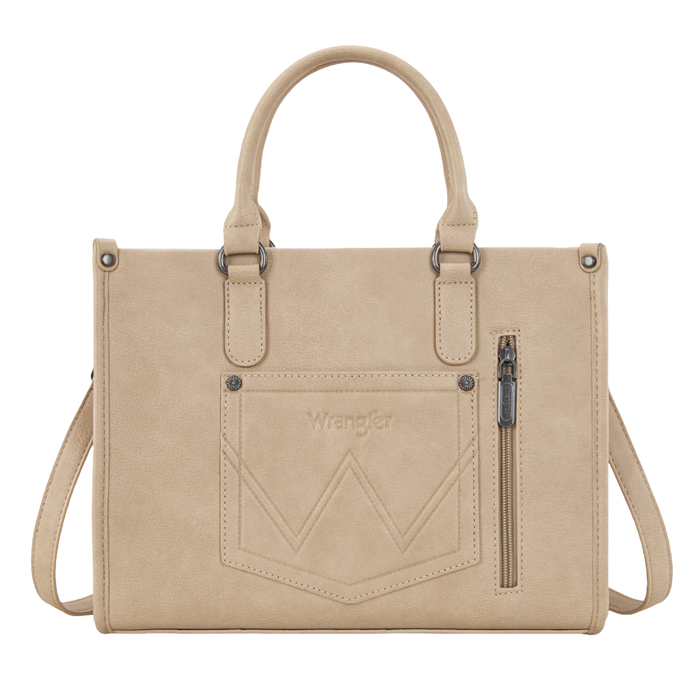 Wrangler Ladies Sherpa Aztec Canvas Tan Tote/Crossbody Bag WG313-8119TN - Wild West Boot Store