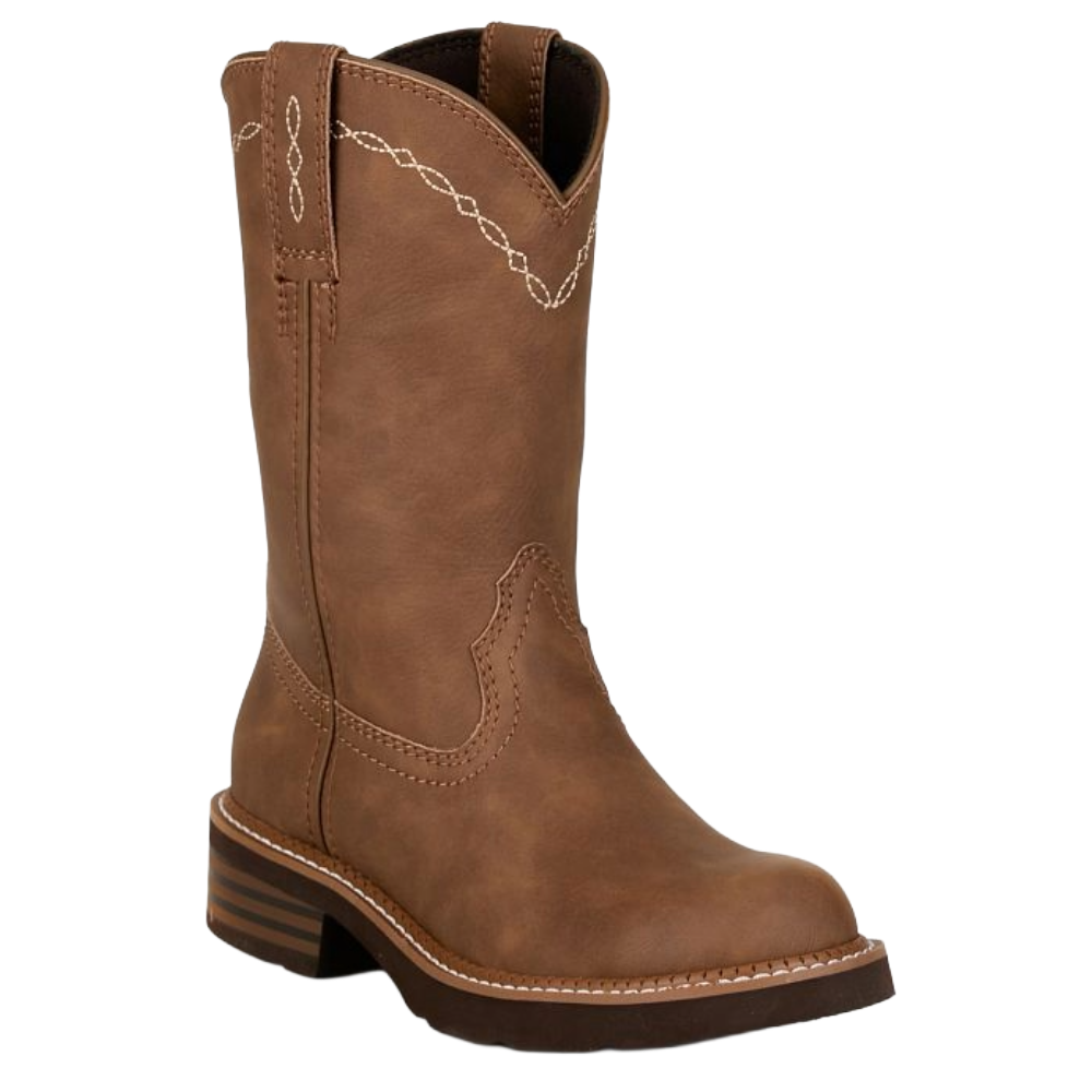 Justin Ladies Lillie Cowhide Brown Round Toe Western Boots GY9802