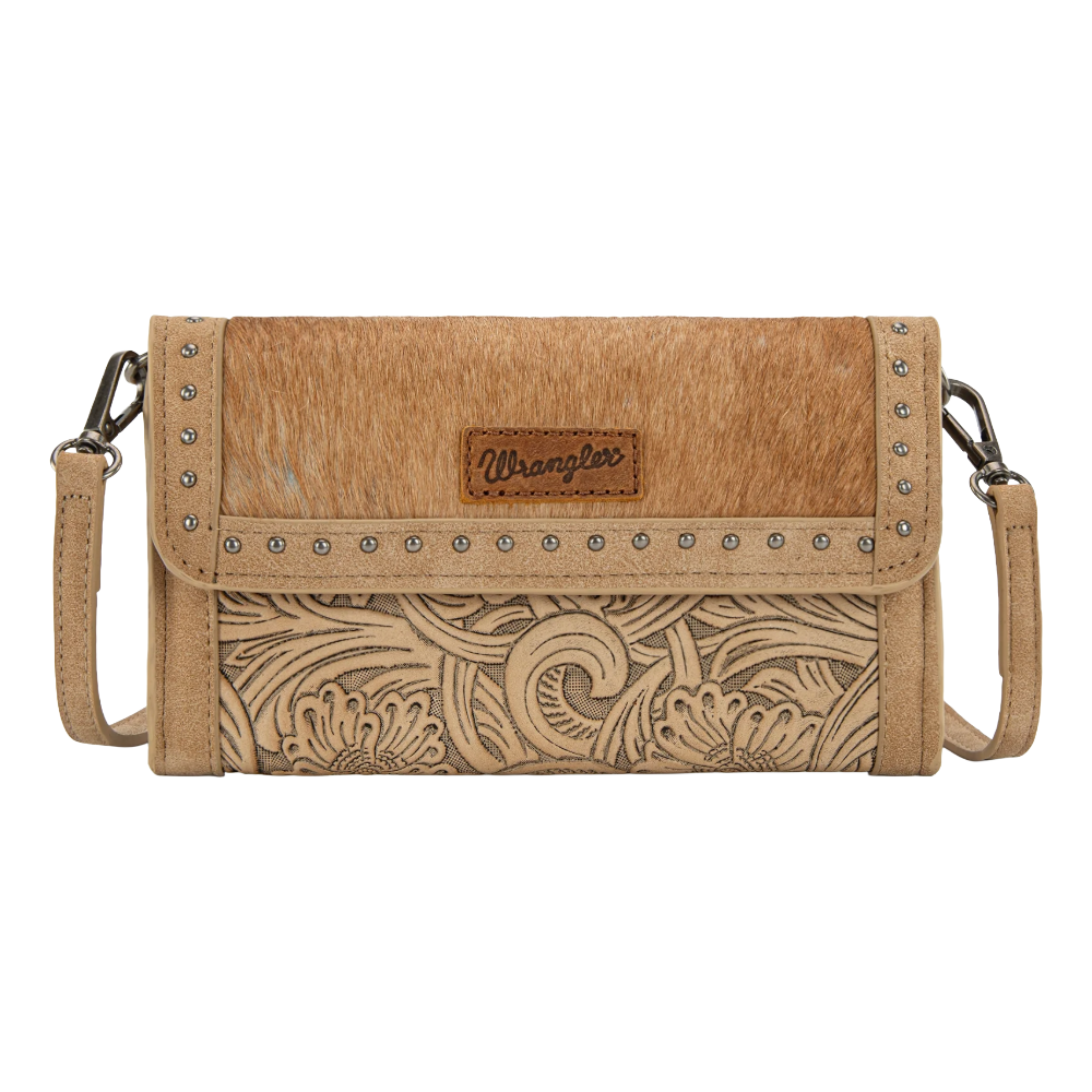 Wrangler Ladies Genuine Cowhide Wallet/Wristlet/Crossbody Tan Bag WG252-C012TN - Wild West Boot Store