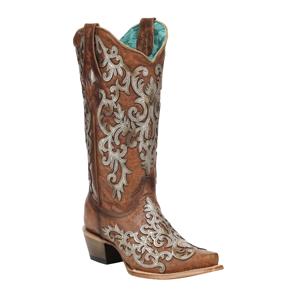 Corral Ladies Shedron Overlay & Embroidery & Studs Western Boots Z5514 - Wild West Boot Store