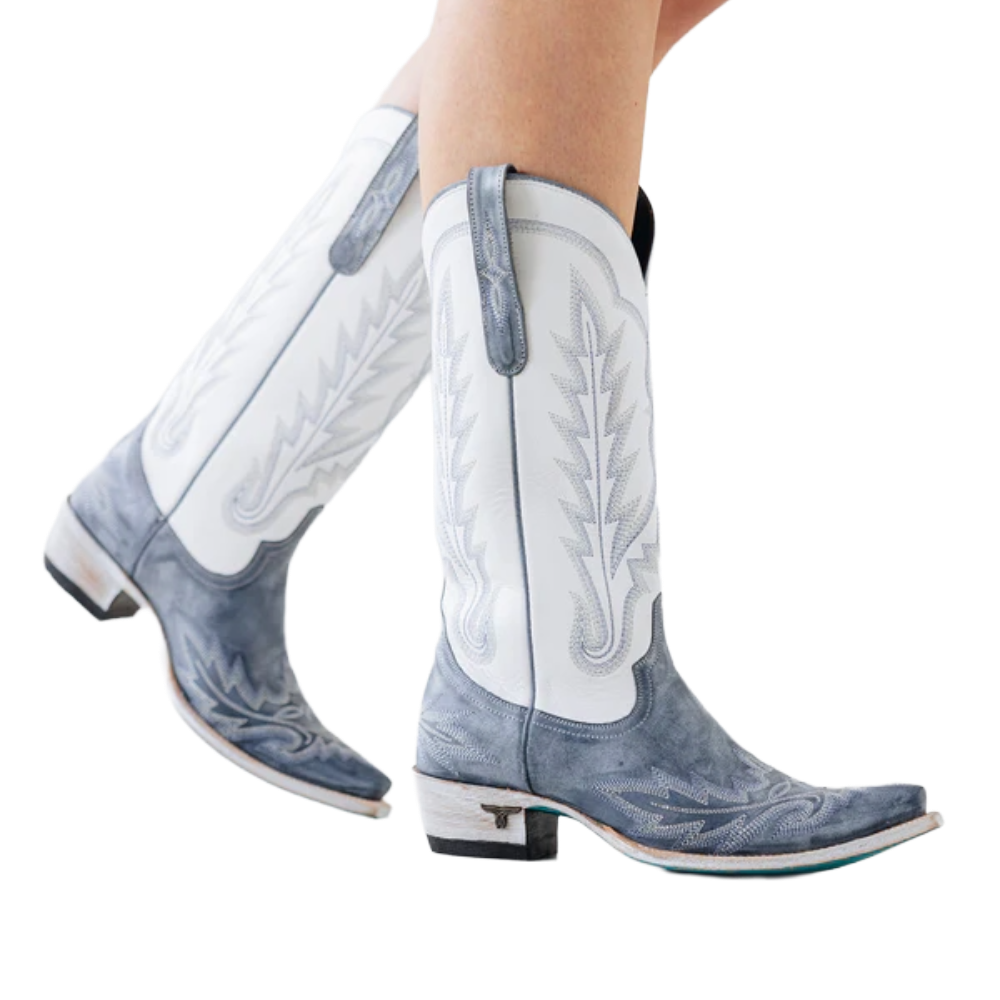 Lane Ladies Lexington Washed Denim & Matte White Western Boot LB2602A - Wild West Boot Store