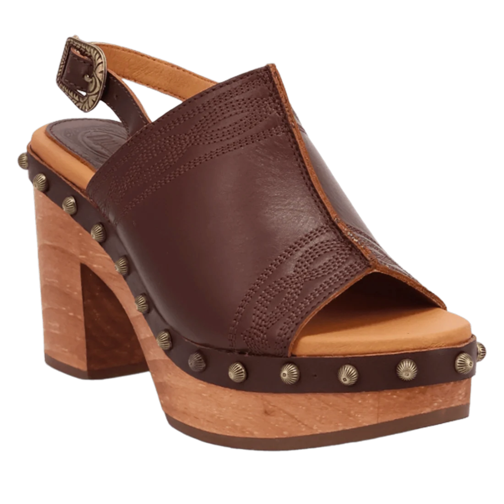 Dingo Ladies Clover Brown Wooden Sandal DI2326-BRN