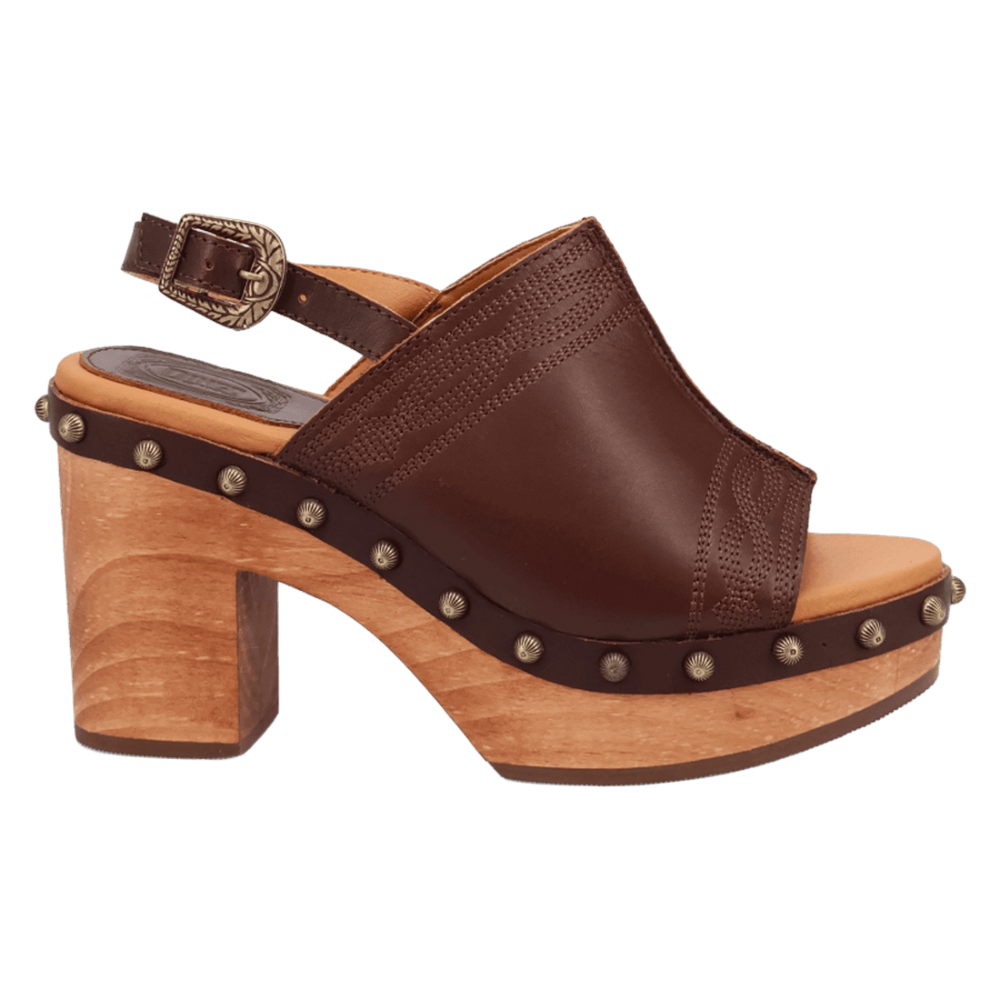 Dingo Ladies Clover Brown Wooden Sandal DI2326-BRN