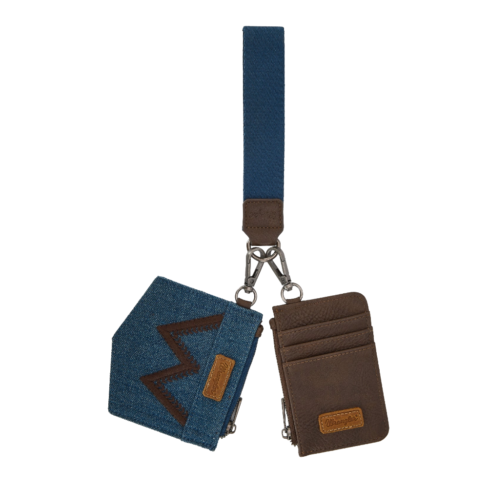 Wrangler Ladies Logo "W" Coffee Brown Dual Pouch Wristlet WG367-W119CF