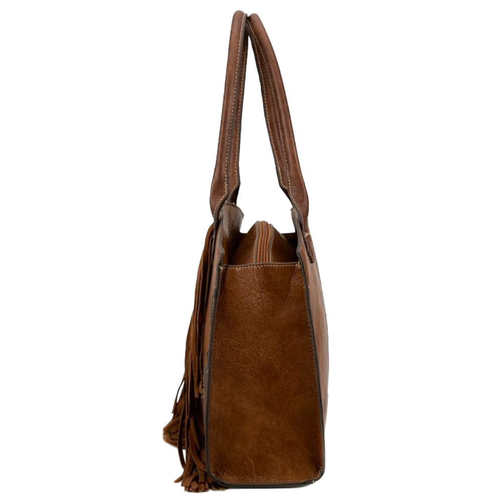Justin Ladies Brown And Tan Conceal Carry Tote With Concho 2510240472