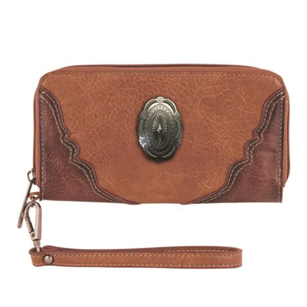 Justin Ladies Brown And Tan Wallet With Concho 2510242152