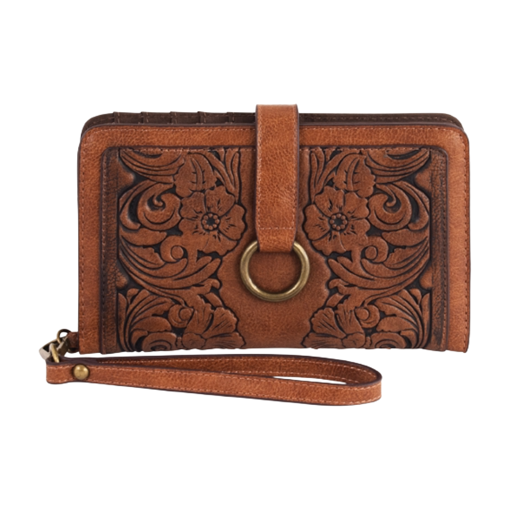 Justin Ladies Slim Wallet Tan Emboss With Harness 2520665162