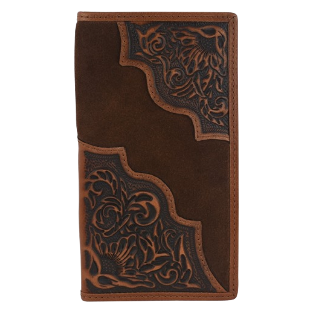 Tony Lama Men's Rodeo Floral Tooling And Roughout Wallet 24025566W1