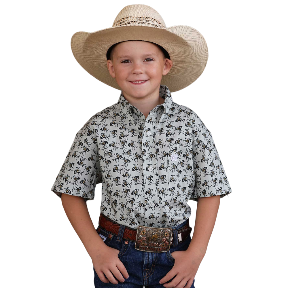 Cinch Boy's Short Sleeve Gray Button Down Shirt MTW7140038