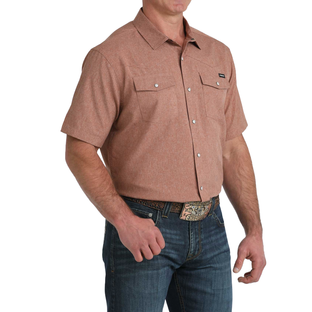Cinch Men's Brown Camp Short Sleeve Snap Shirt MTW1402010