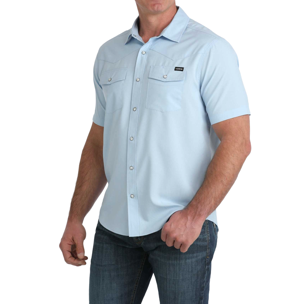 Cinch Men's Short Sleeve Camp Light Blue Shirt MTW1402009