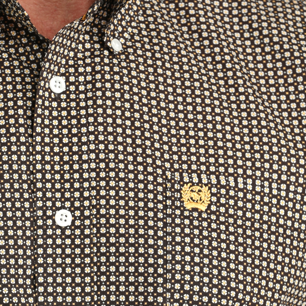 Cinch Men's Brown Geometric Print Button Down Shirt MTW1106066