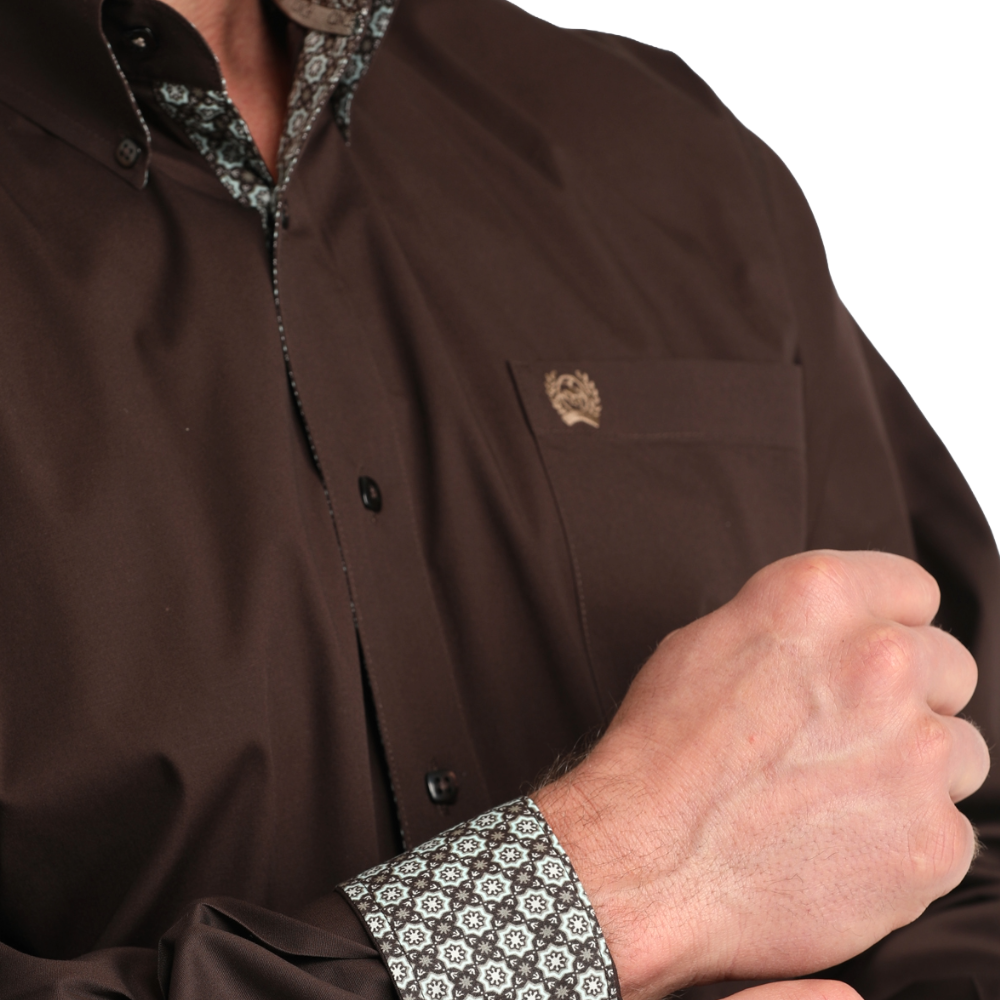 Cinch Men's Long Sleeve Button Down Brown Shirt MTW1106065