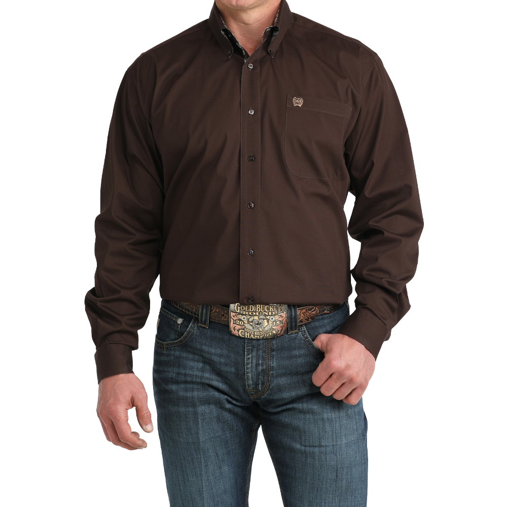 Cinch Men's Long Sleeve Button Down Brown Shirt MTW1106065