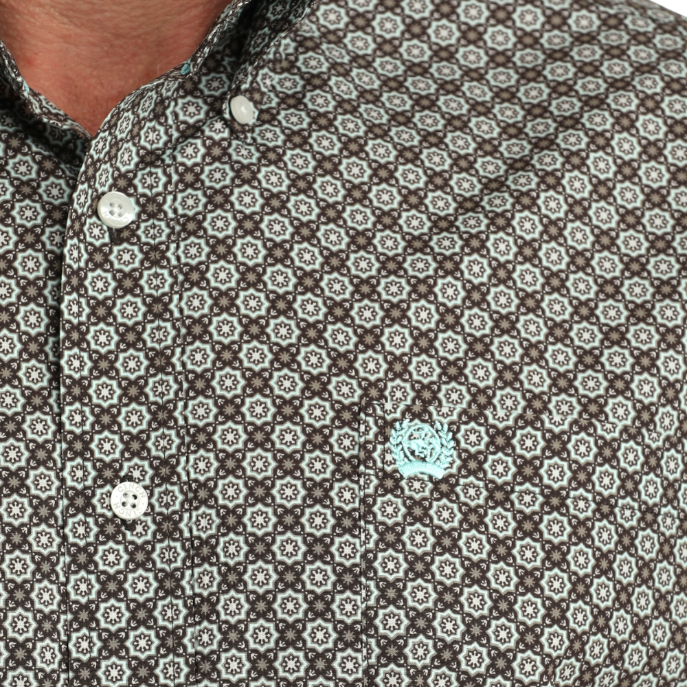 Cinch Men's Brown Printed Button Down Shirt MTW1106064