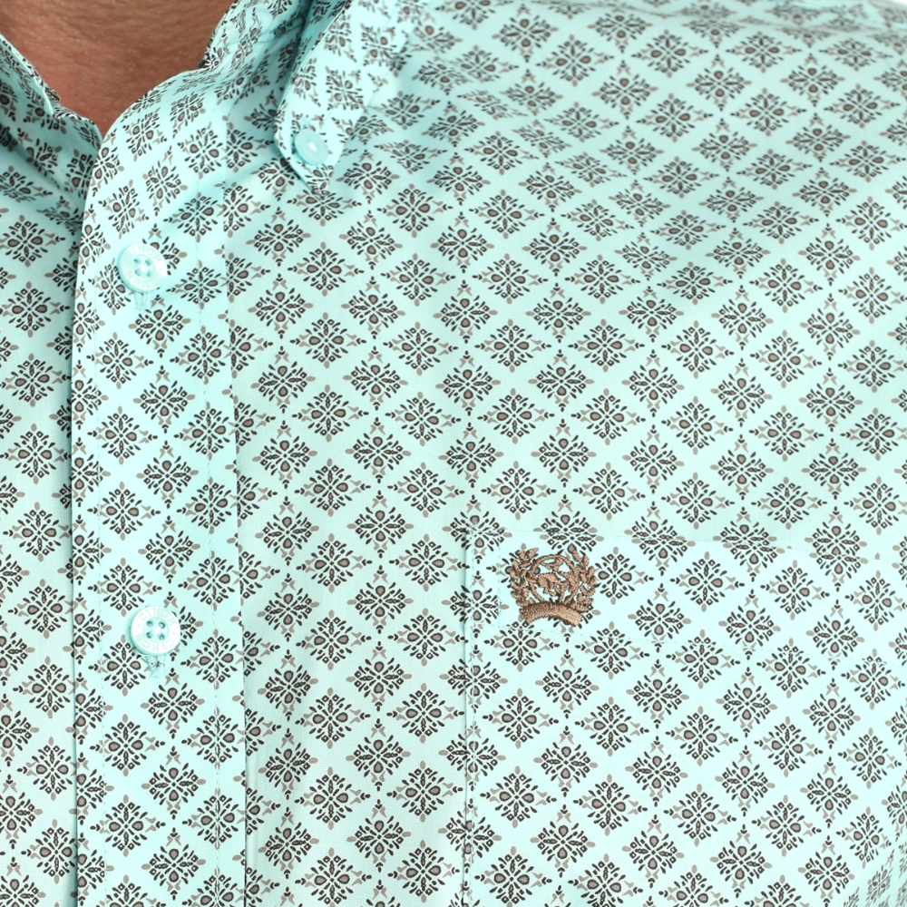 Cinch Men's Blue Diamond Print Button Down Shirt MTW1106060