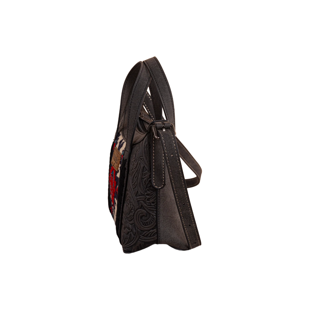 Wrangler Ladies Black Tooled Aztec Pattern Print Crossbody Tote WG226-8605BK