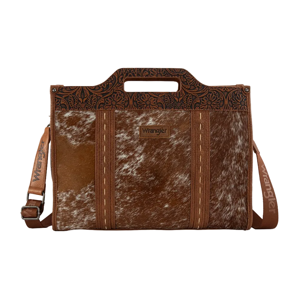 Wrangler Ladies Genuine Cowhide Carry-All Brown Large Tote/Crossbody WG283-014BR