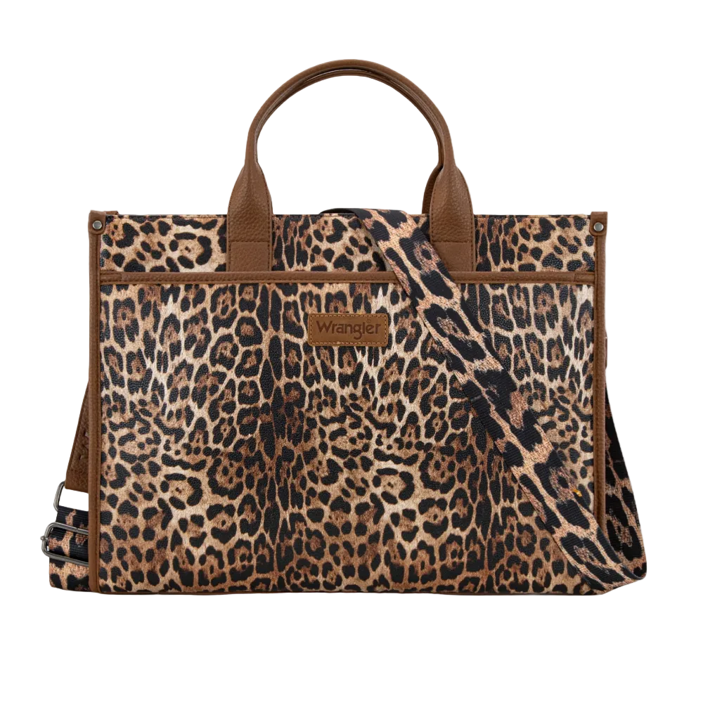 Wrangler Leopard Print Carry-All Large Work Tote WG288-8119LP