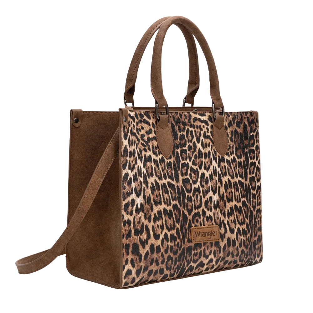 Wrangler Ladies Leopard Print Brown Wide Tote Bag/Crossbody WG296-8625BR