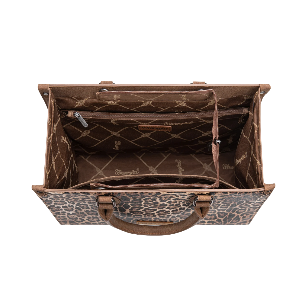 Wrangler Ladies Leopard Print Brown Wide Tote Bag/Crossbody WG296-8625BR