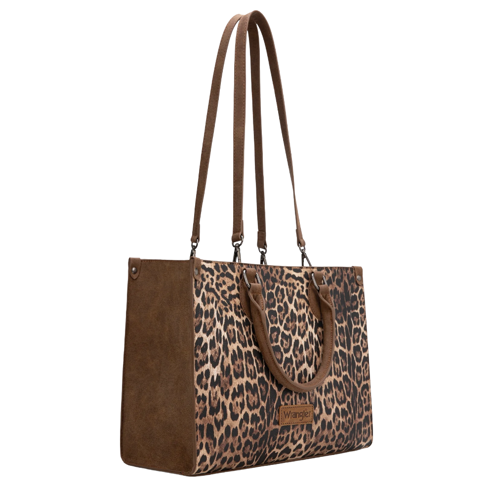 Wrangler Ladies Leopard Print Brown Wide Tote Bag/Crossbody WG296-8625BR