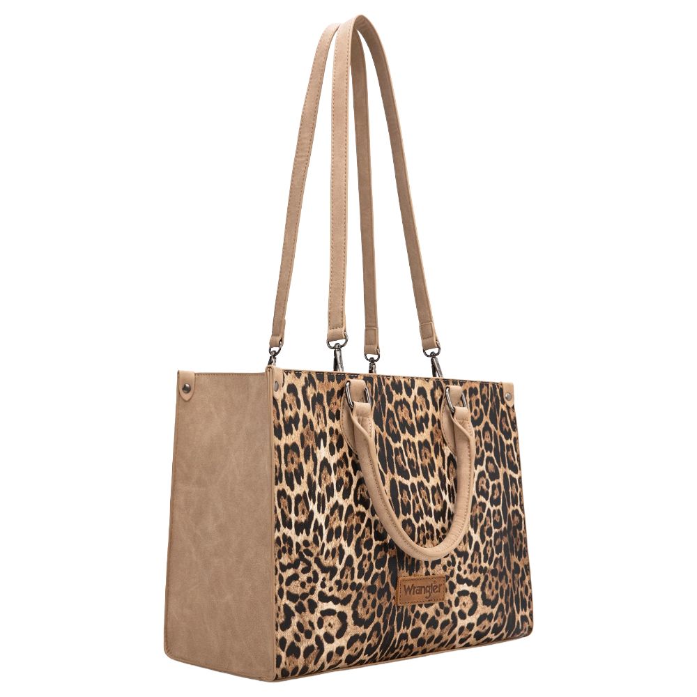 Wrangler Ladies Leopard Print Tan Wide Tote Bag/Crossbody WG296-8625TN