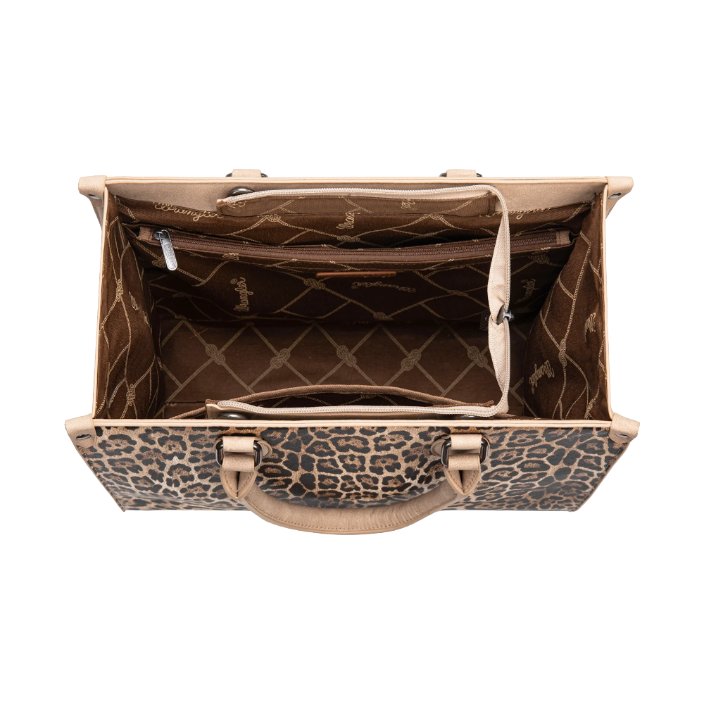 Wrangler Ladies Leopard Print Tan Wide Tote Bag/Crossbody WG296-8625TN