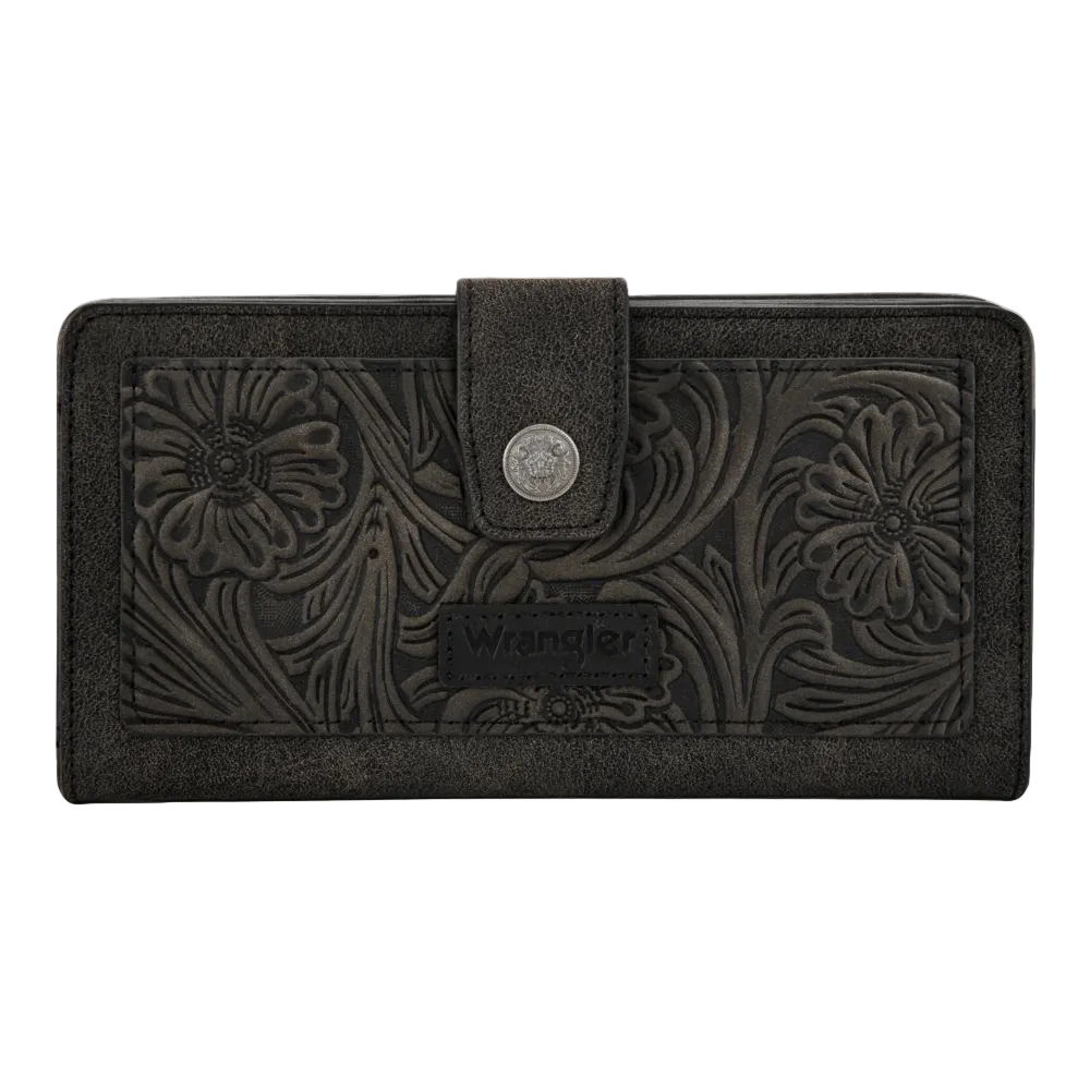 Wrangler Ladies Western Floral Tooled Black RFID Wallet WG339-W080BK