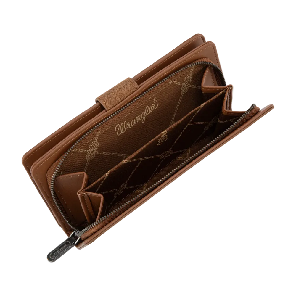 Wrangler Ladies Western Floral Tooled Brown RFID Wallet WG339-W080BR