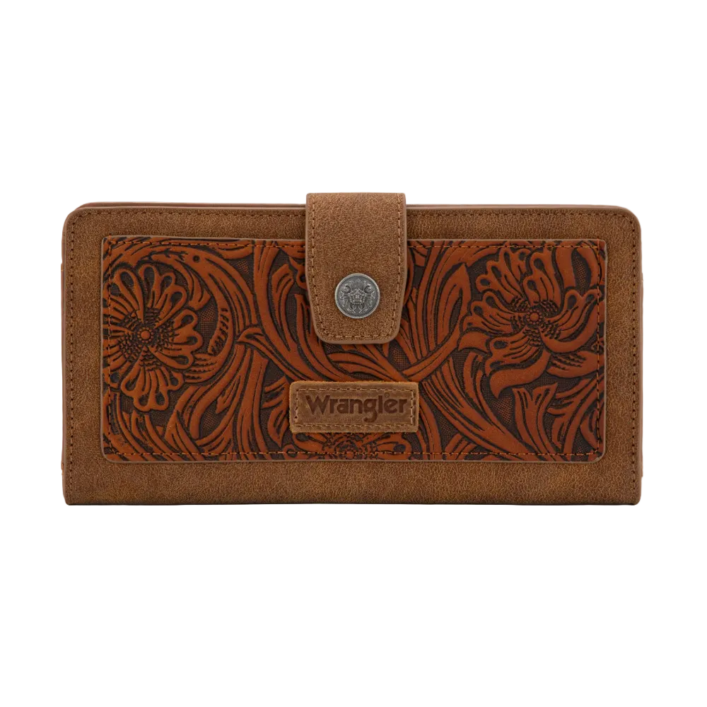 Wrangler Ladies Western Floral Tooled Brown RFID Wallet WG339-W080BR