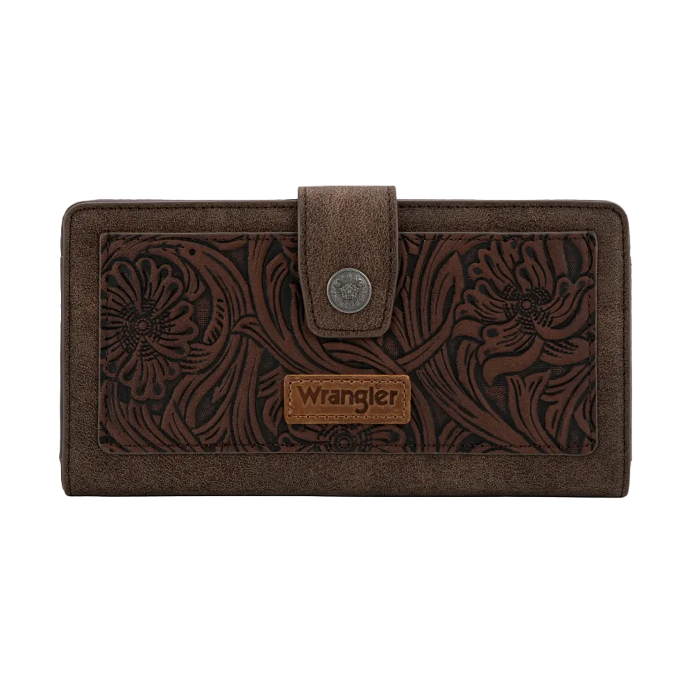 Wrangler Ladies Western Floral Tooled Coffee RFID Wallet WG339-W080CF