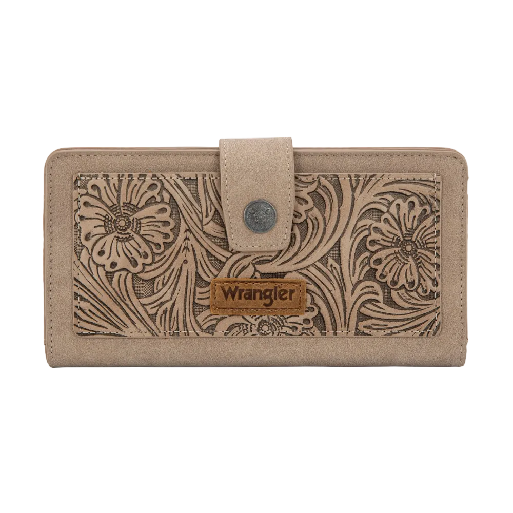 Wrangler Ladies Western Floral Tooled Khaki RFID Wallet WG339-W080KH