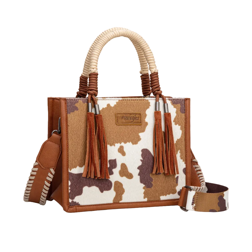 Wrangler Ladies Brown Cow Print Tote/Crossbody WG386-8120SBR