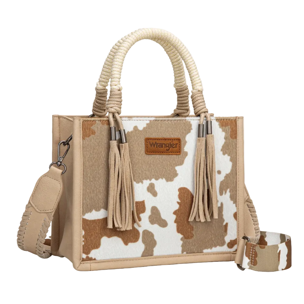 Wrangler Ladies Tan Cow Print Tote/Crossbody WG386-8120STN
