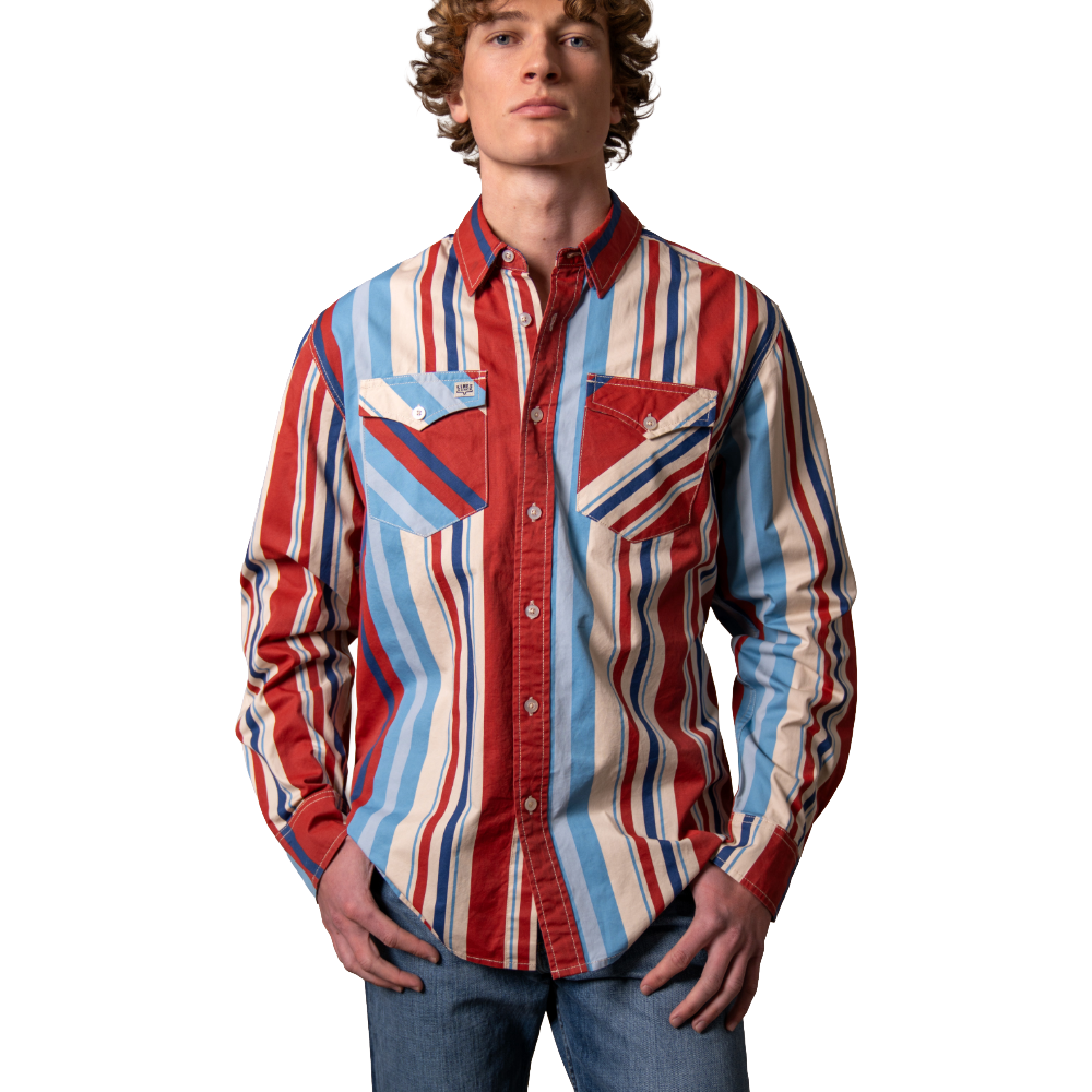 Kimes Ranch Men's Clancy Brick Red Stripes Button Down Shirt MDS0000085-RD012