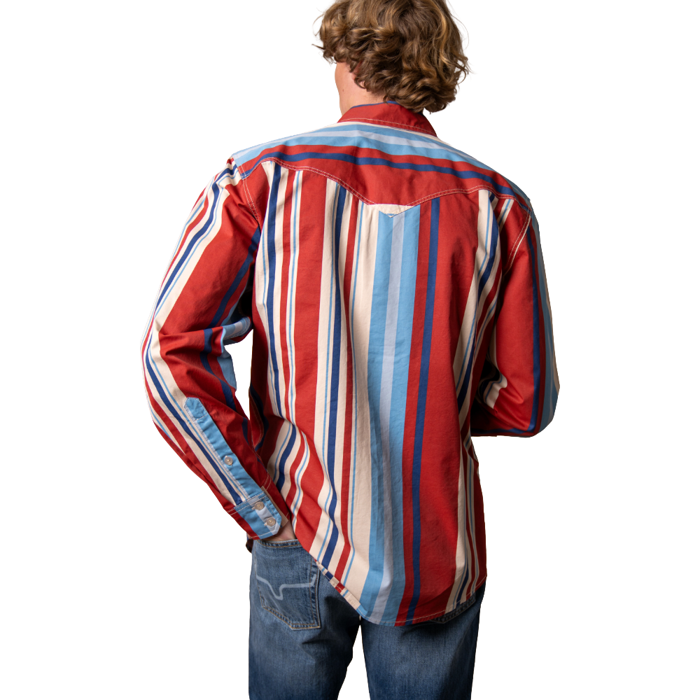 Kimes Ranch Men's Clancy Brick Red Stripes Button Down Shirt MDS0000085-RD012