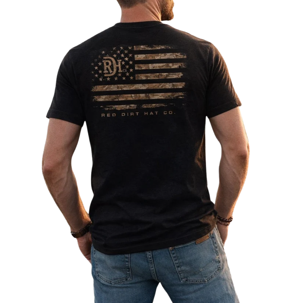Red Dirt Hat Co. Old Glory Heather Black Graphic T-Shirt RDHC-T-206