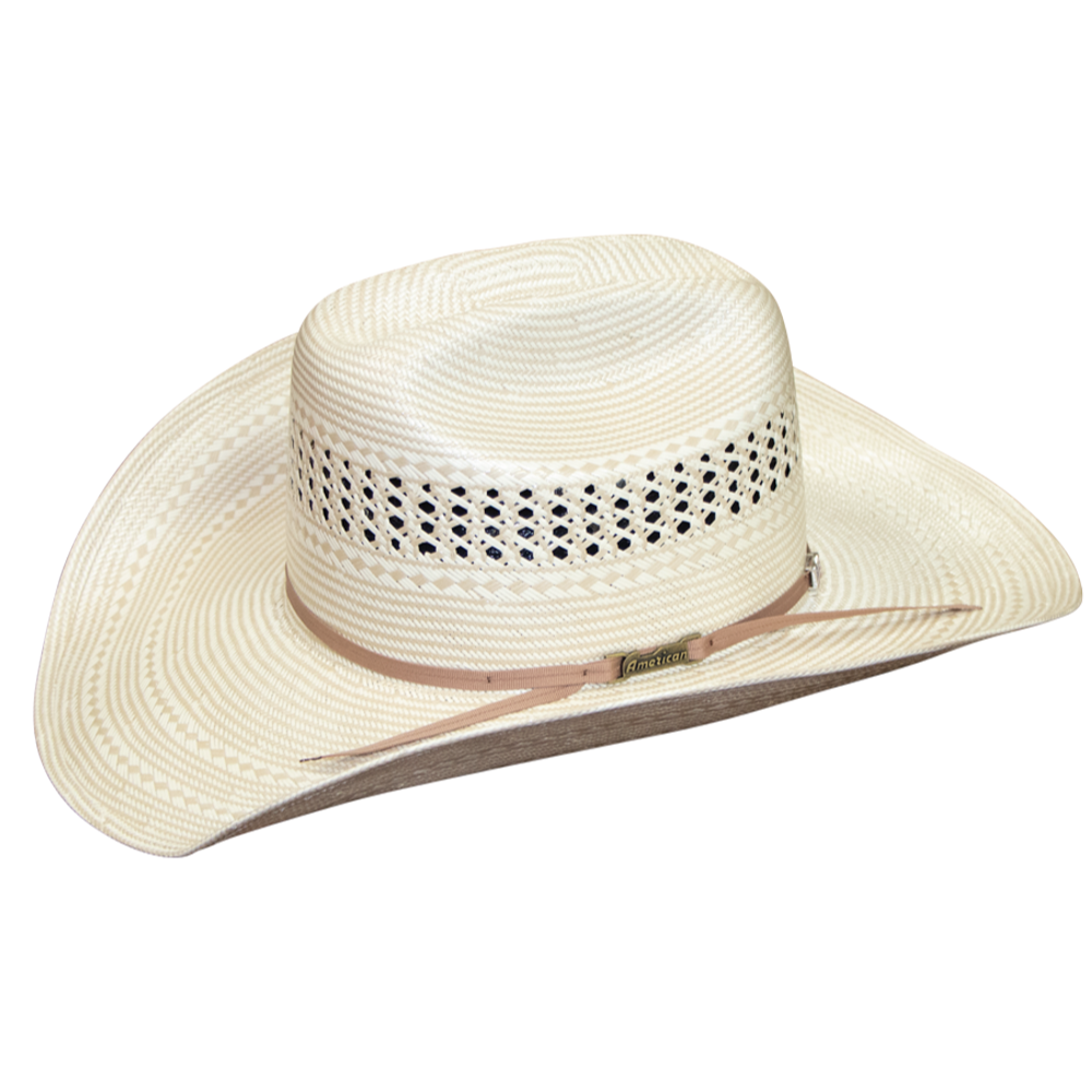 American Hat Co. Rancher Ivory & Tan Brim Western Straw Hat 7700-2CWHIS