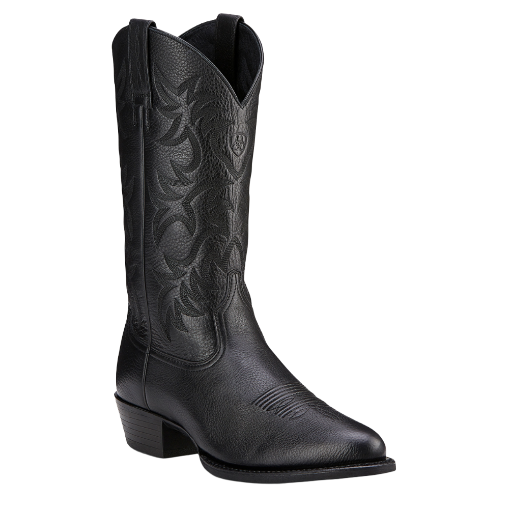 Ariat Mens Heritage Western R Toe Black Deertan Boots 10002218