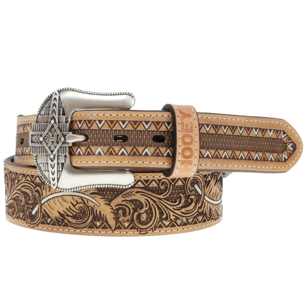Hooey Men's "War Paint" Natural Brown Leather Belt HMBLT006 - Wild West Boot Store