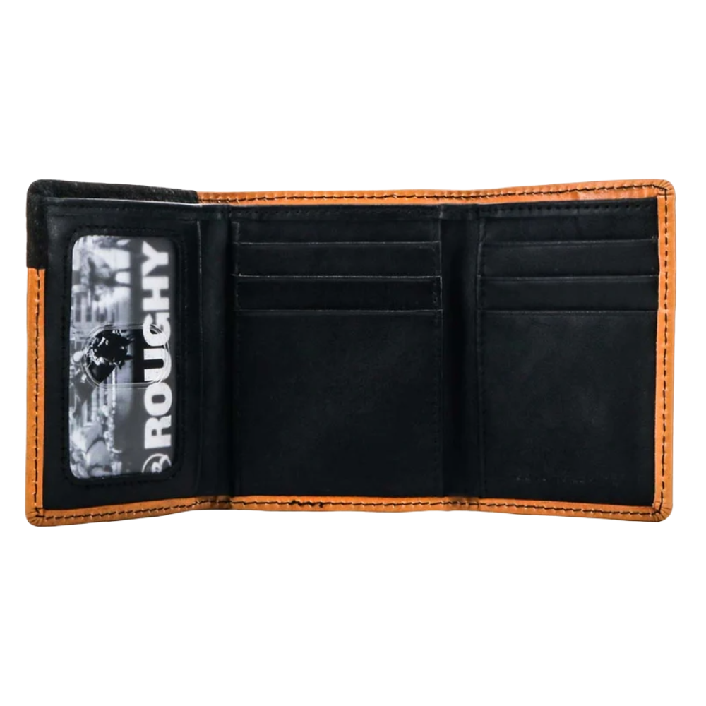 Hooey "Ryder" Roughy Hand Tooled Tan & Red Trifold Wallet RTF003-TNRD