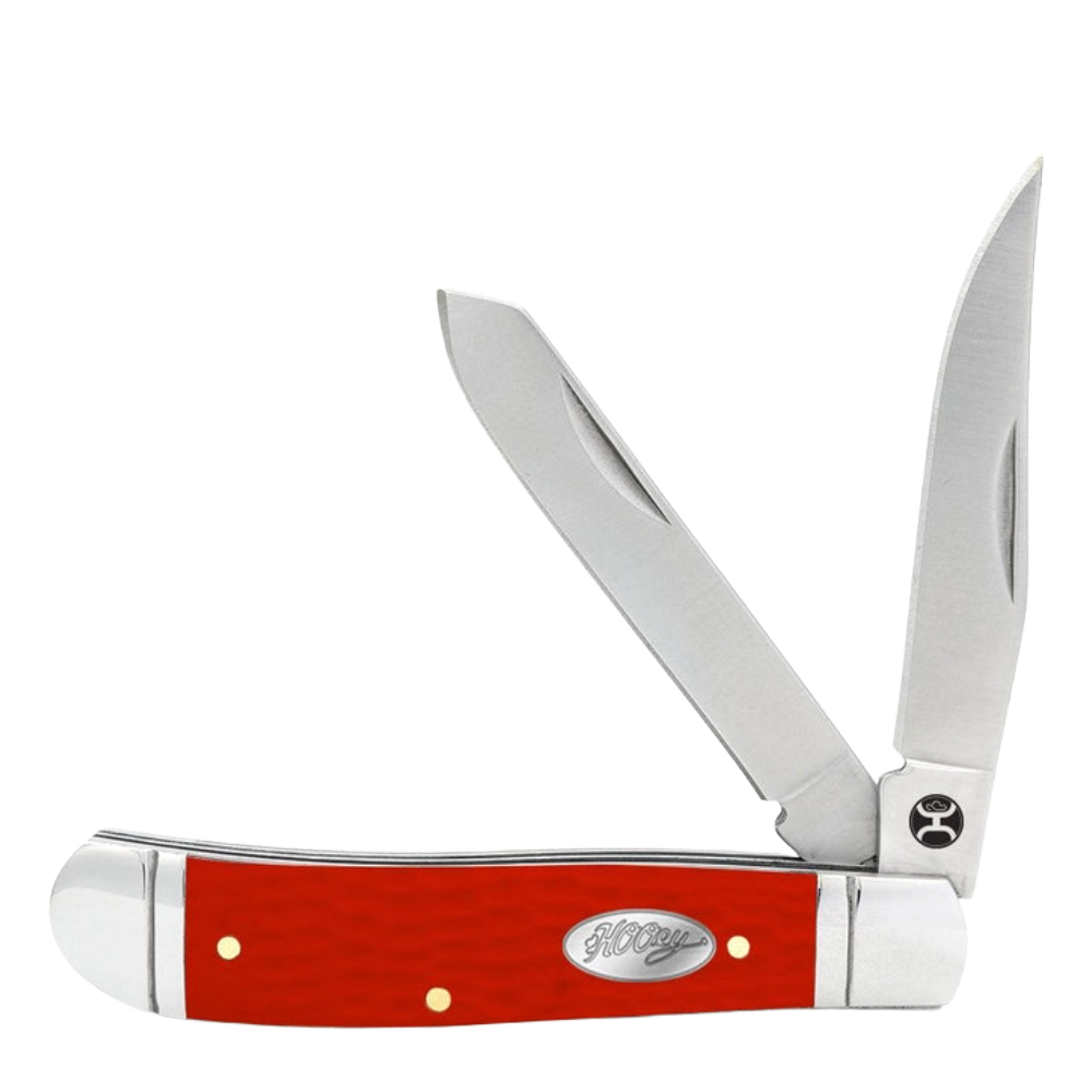 Hooey "Red Jig Bone Trapper" Large Knife HK126