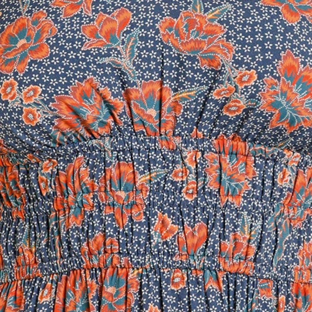 Rock & Roll Cowgirl Ladies Navy Floral Print Midi Dress BWD0R08086